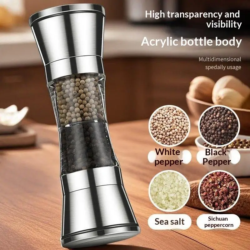 2‑in‑1 Salt Pepper Grinder Double‑Head Stainless Steel Coarseness Manual Mill