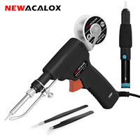 NEWACALOX 110V/220V 60W US/EU Hand-Held Internal Heating Electric Soldering Iron Automatically Send Tin Gun Welding Repair Tool