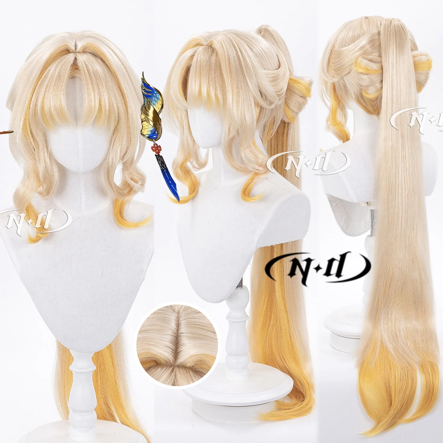 ND Brand Suisui WuWa Wuthering Waves Cosplay Wigs Hair Hairpiece for Comic-con Cosplayer Halloween Costume Party Theme