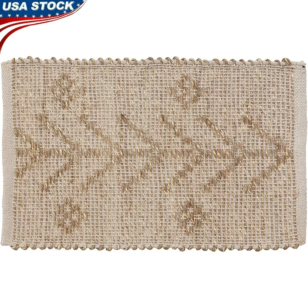 

Handwoven Seagrass Cotton Placemats Two-Sided Geometric Design Natural Finish Dining Table Home Decor Holiday Events