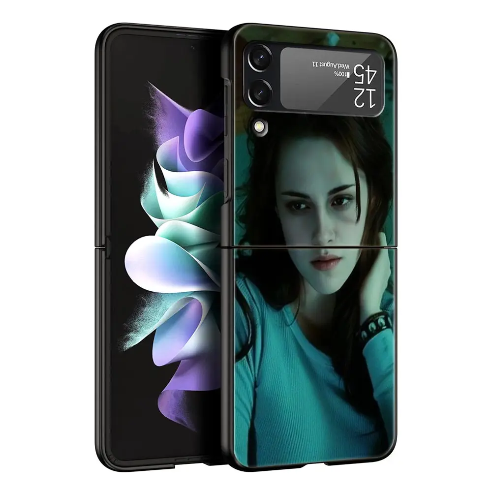 Phone Case For Samsung Galaxy Z Flip 3 4 5 Hard Black Folding PC Luxury For Samsung Z Flip3 Cover Protect Shell Twilight Saga