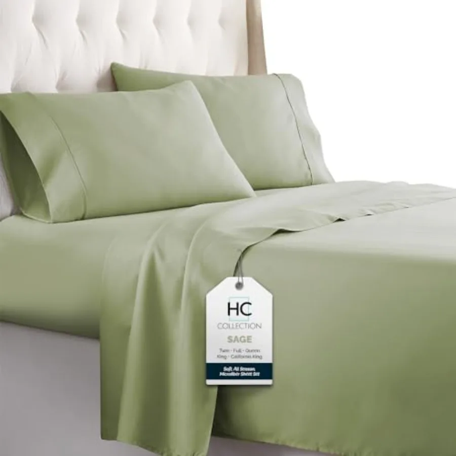 

Комплект постельного белья Cal Hotel Luxury Platinum 1800 Series: простыня из микрофибры с начесом, простыня на резинке с глубоким карманом и 2 наволочки-конверты