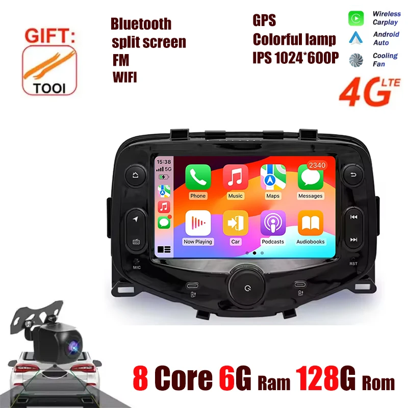 For Peugeot 108 Toyota Aygo Citroen C1 2016-2020 Android OS Carplay Auto Radio Multimedia Stereo Player 4G WiFi GPS Navigation