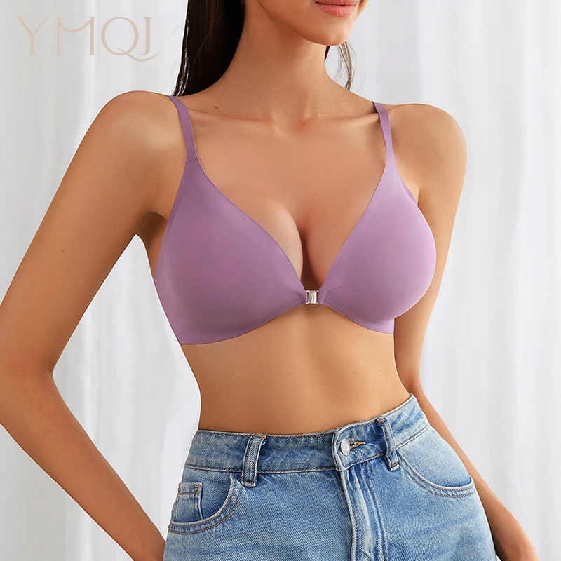 Hot Sale Bra with Front Opening Removeable Water Drop Cup Wireless Laser Cut Bra For Women Seamless Bras