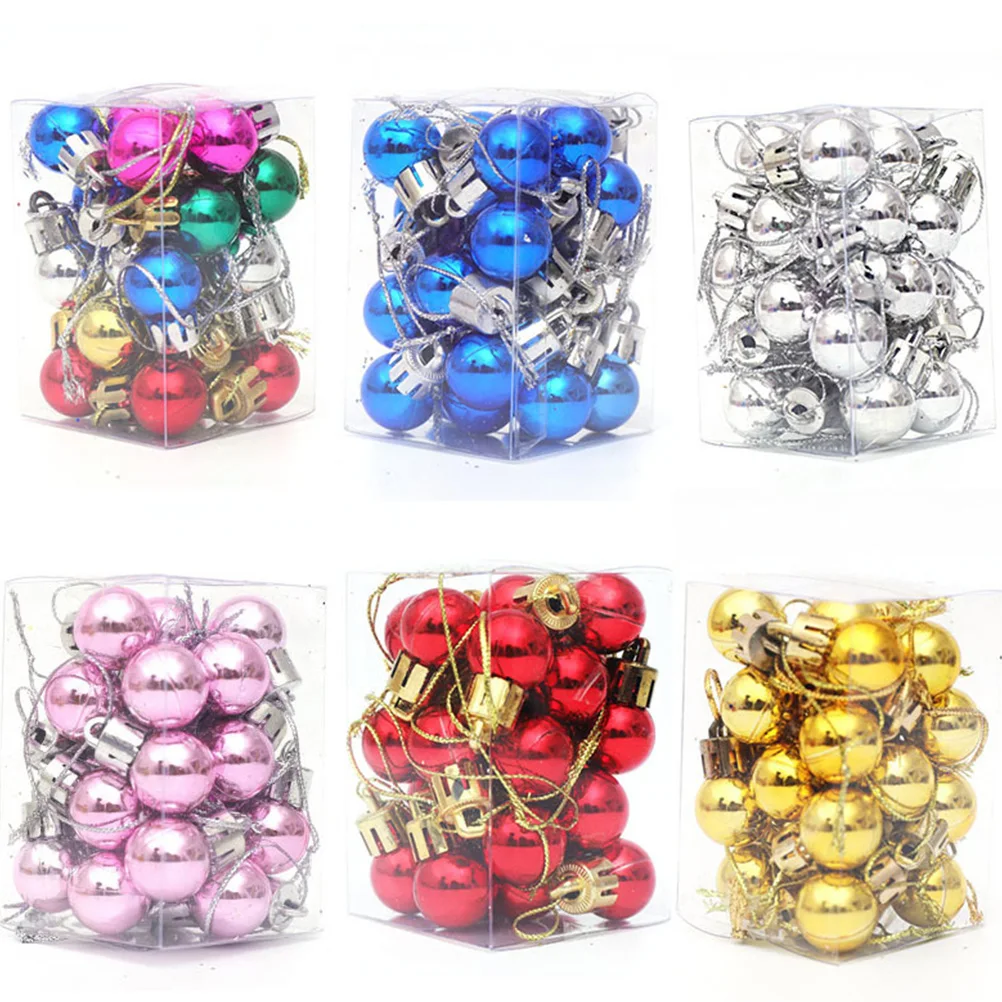 

24 Pcs Decor Mini Ball Decoration Christmas Tree Ornaments Crafts Colored Balls Golden Miss