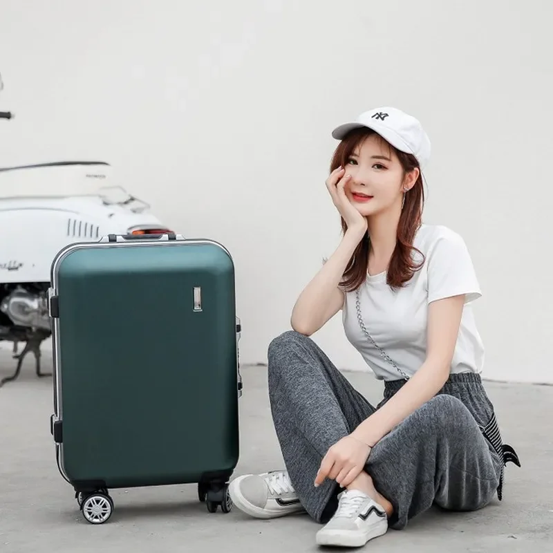 PC suitcase 24-inch suitcase aluminum frame trunk silent universal wheel new password female trolley case wholesale
