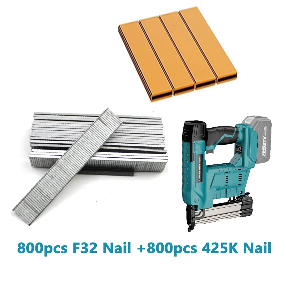 

800Pcs 425K Staples Nail +800Pcs F32 Nails For Electric Staple Gun Air Stapler Woodworking Tools