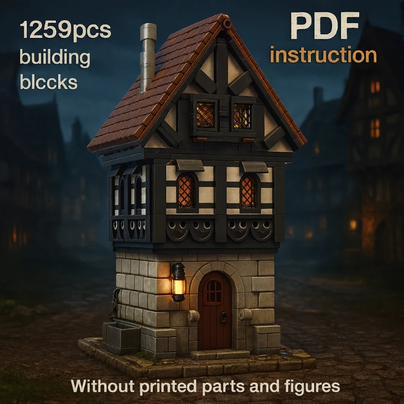 

Educational Toys Gift Collection Medieval Townhouse Building Blocks Set DIY Assembly Bricks Modular Architecture Model