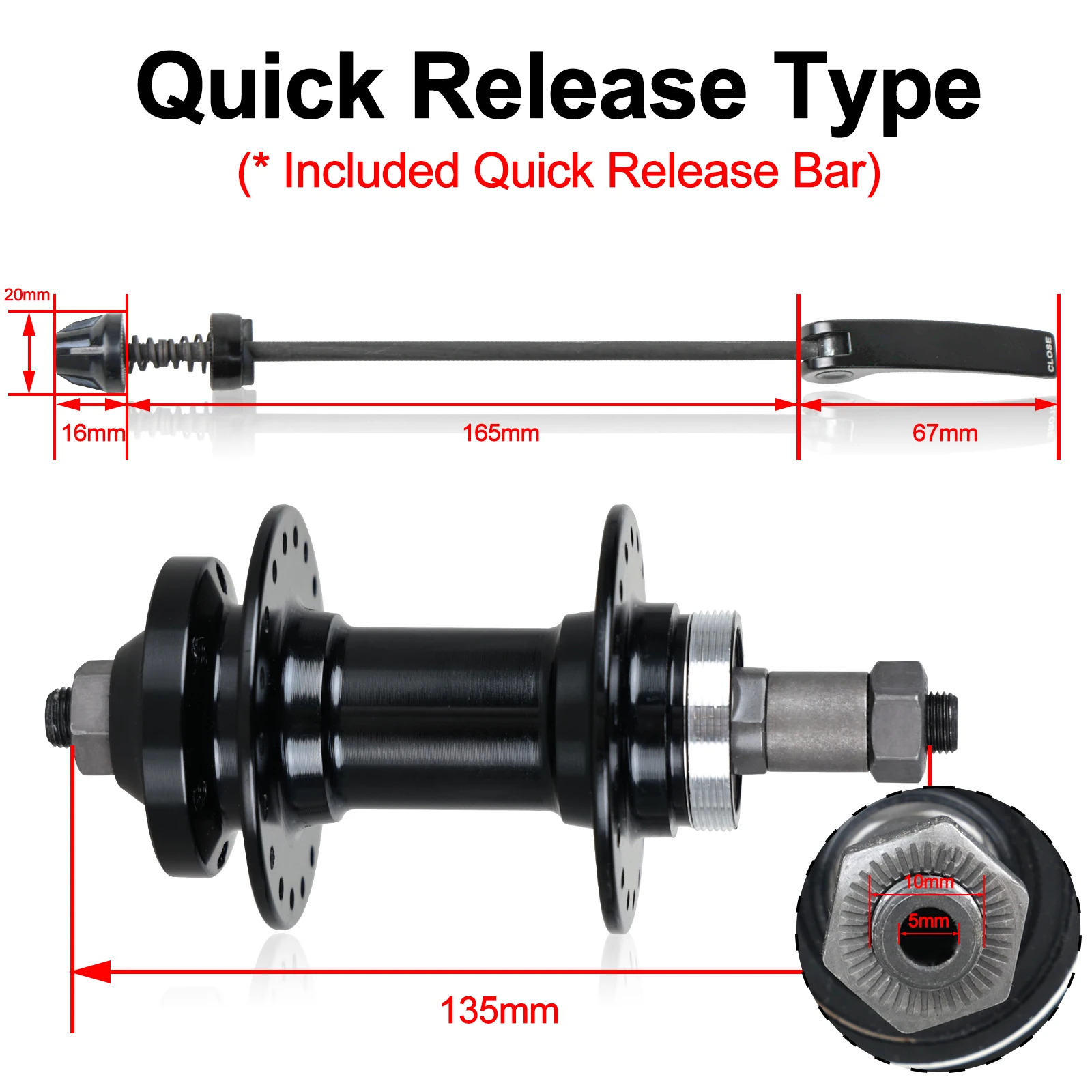 Ebike D041DSE / D122DSE Bicycle Rear Hub Quick Release Bike Wheel Hub Rear Hub For Thread-in Rotary Freewheel Disc Brake