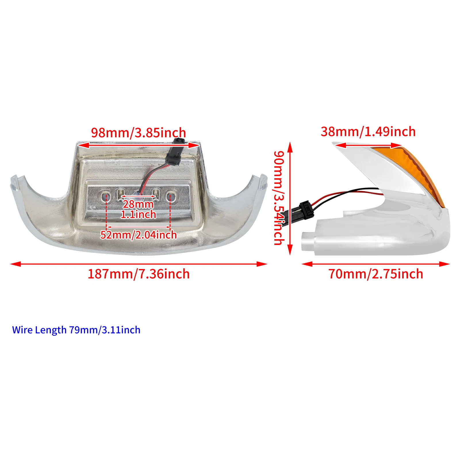Motorcycle Front Rear Fender Tip LED Light Edge Lamp Smoke Amber Red For Harley Touring Road King Electra Glide Heritage Softail view 6