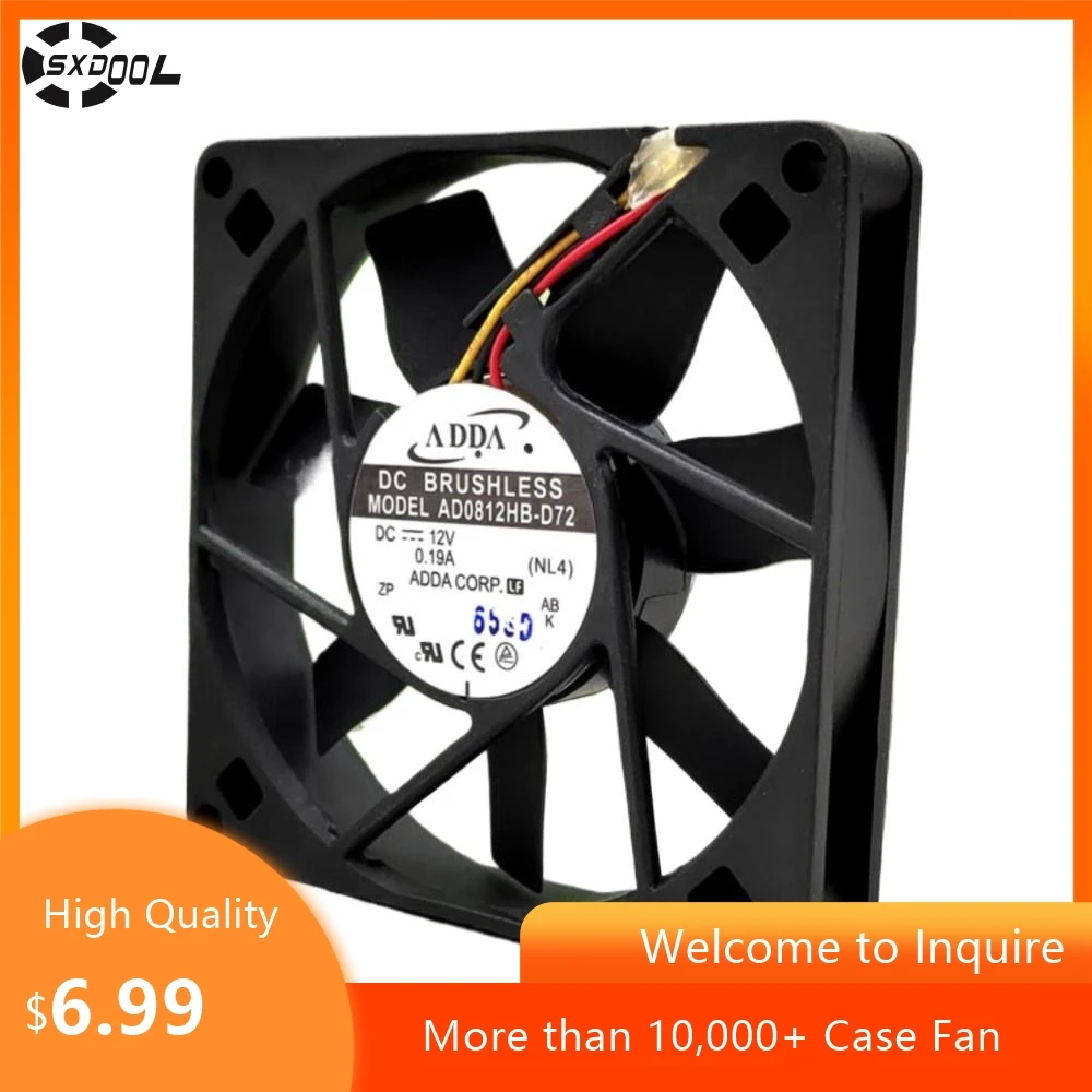 

8015 80 мм вентилятор для ADDA AD0812HB-D72 80x80x15 мм 12 В 0,19 А двухшаровой бесшумный охлаждающий вентилятор 29,7 куб. футов в минуту