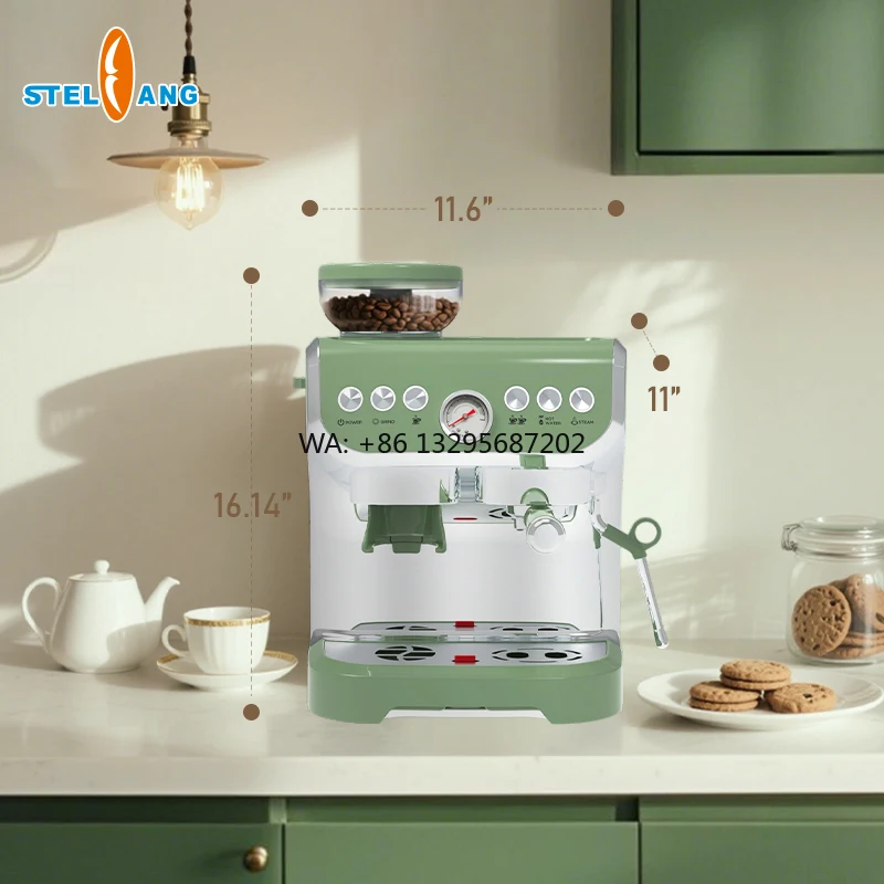 

Оптовая продажа, 1-групповая кофеварка для растворимого капучино и эспрессо для свежего молоти с манометром для заваривания