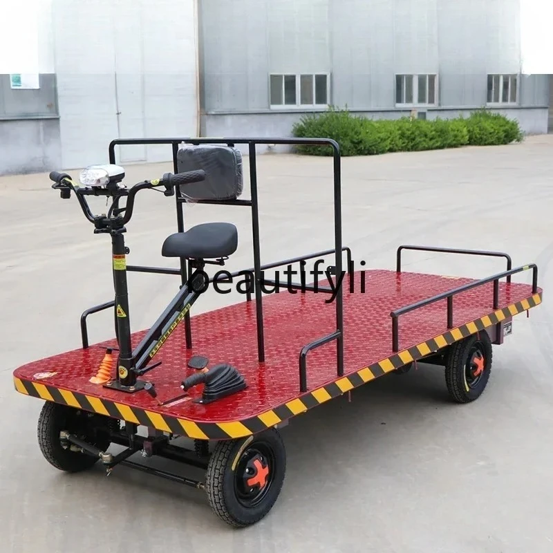 

yj5 Electric flatbed truck high-power four-wheel cargo pulling warehouse construction site truck load king