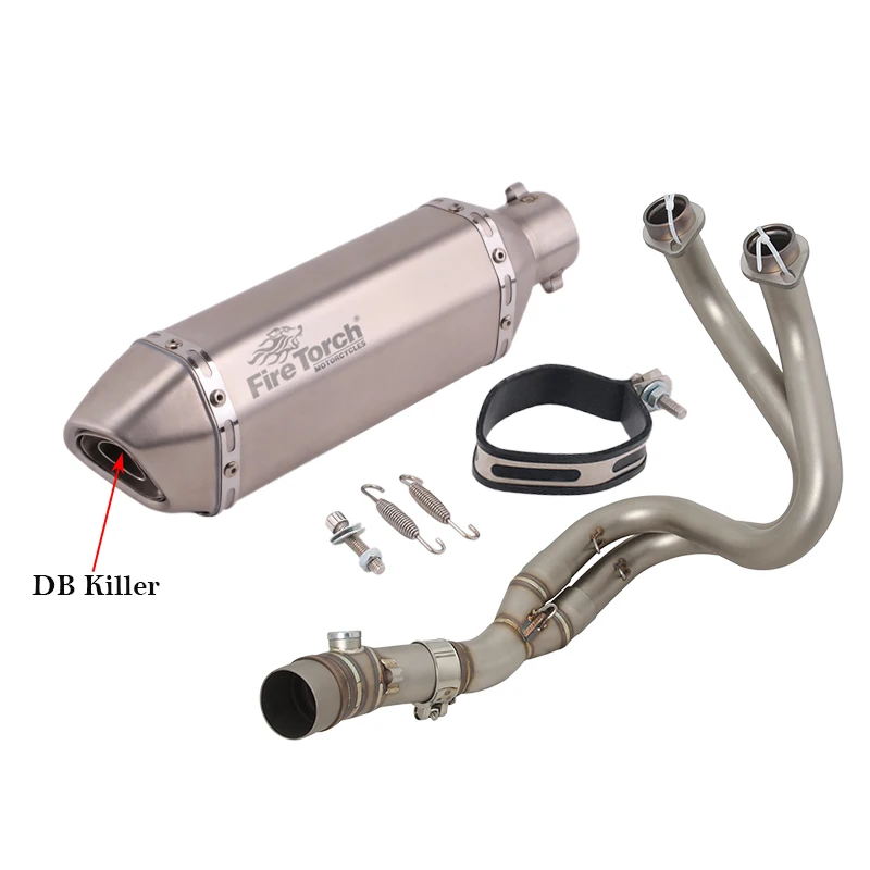 For Kawasaki ER6N ER6F Versys 650 Z650 Ninja650 Full System Motorcycle Exhaust Escape Front Mid Link Pipe Muffler Moto DB Killer