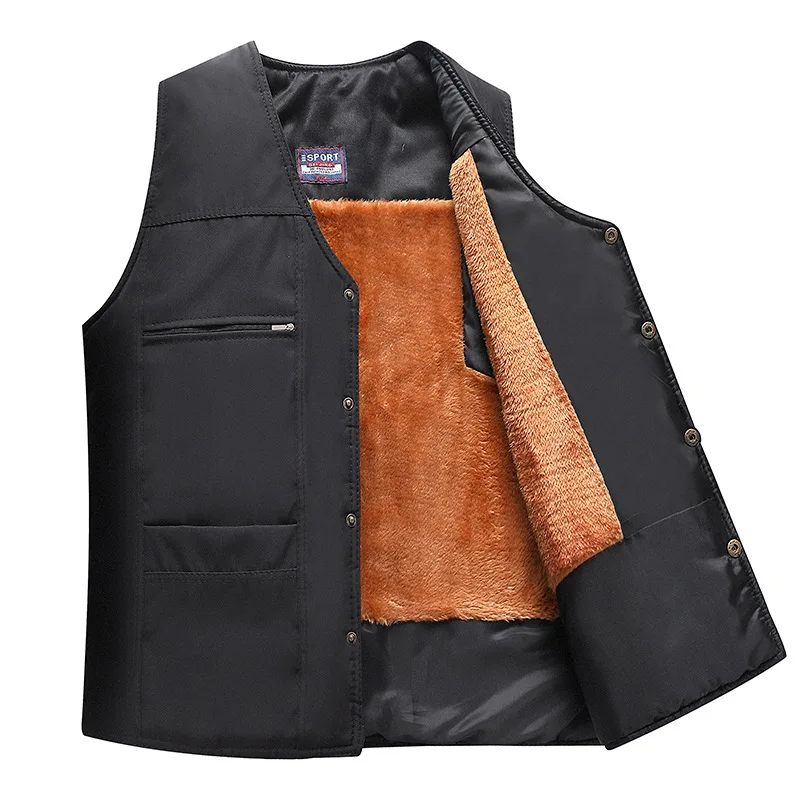 Gilet Casual da uomo con scollo a v e gilet ispessito foderato in pile invernale 2023