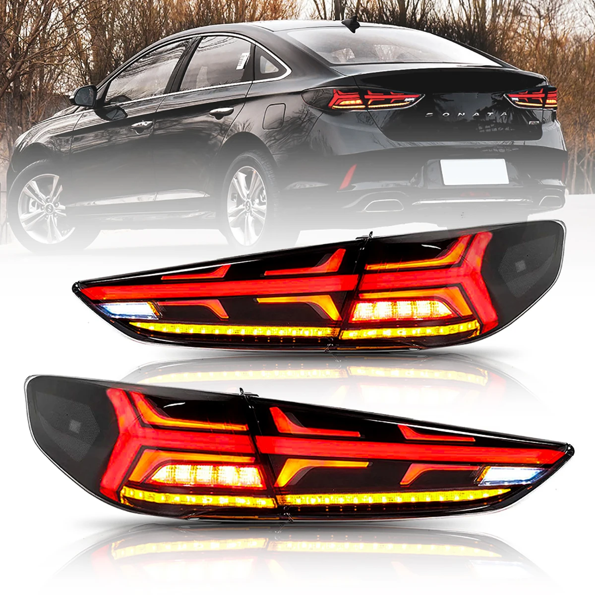 Tail Lights For Hyundai Sonata 9 2018-2019 TT-ABC LED DRL Car Light Assembly Signal Auto Accessories Modified Refitting Lamp