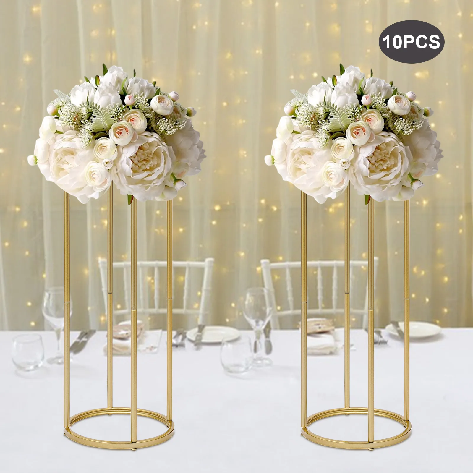 60/80/100cm Height 10 Pcs Wedding Flower Stand Vase Column, Cylindrical Flower Vases Display Rack for Wedding Party Road Leads