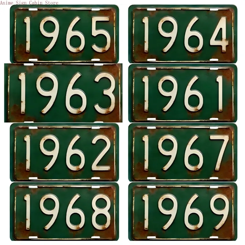 2D Flat Weathered Look Aluminum License Plate 1960-1969 Distressed finish creates an style wall hanging sign full of character