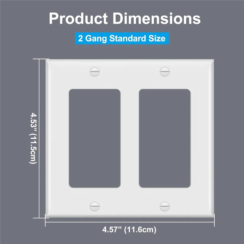 ABNP 10Pcs, Decorator Wall Plate 2 Gang Standard Size Outlet Cover For GFCI And USB Receptacles, H4.53Inch X W4.57Inch White