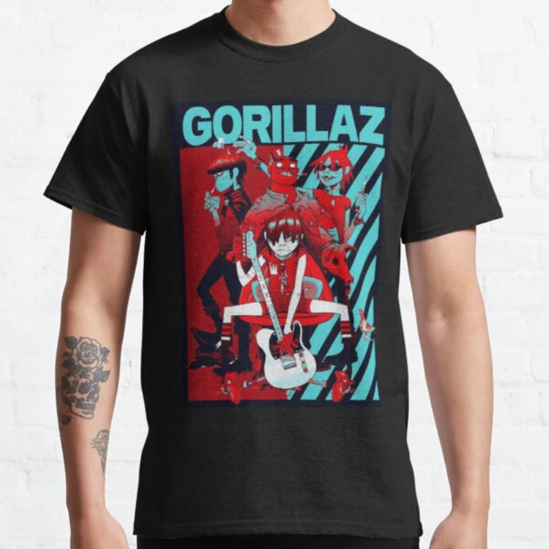 Harajuku Anime Shirt Gorillaz Tee Adult Great Quality Tshirt Retro Manga Graphic Tshirts Men Clothing Oversized T Shirt Mens Tee