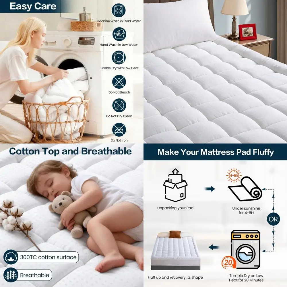 

Полноразмерный наматрасник с подушкой — стеганая хлопковая защита с глубоким карманом 8–21 (54x75 дюймов)