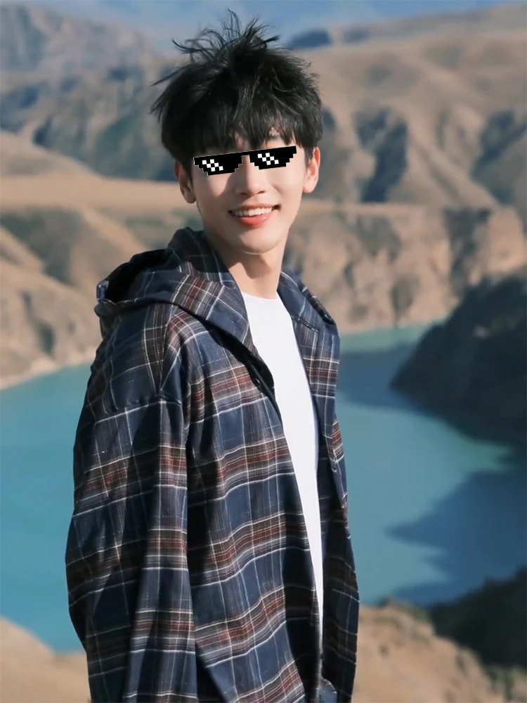 

Early Autumn Korean Sle Men's Plaid irt Hooded Long Sve Loose Lazy Sle Coat Youth Trend Polyester Fiber Wear Resistant