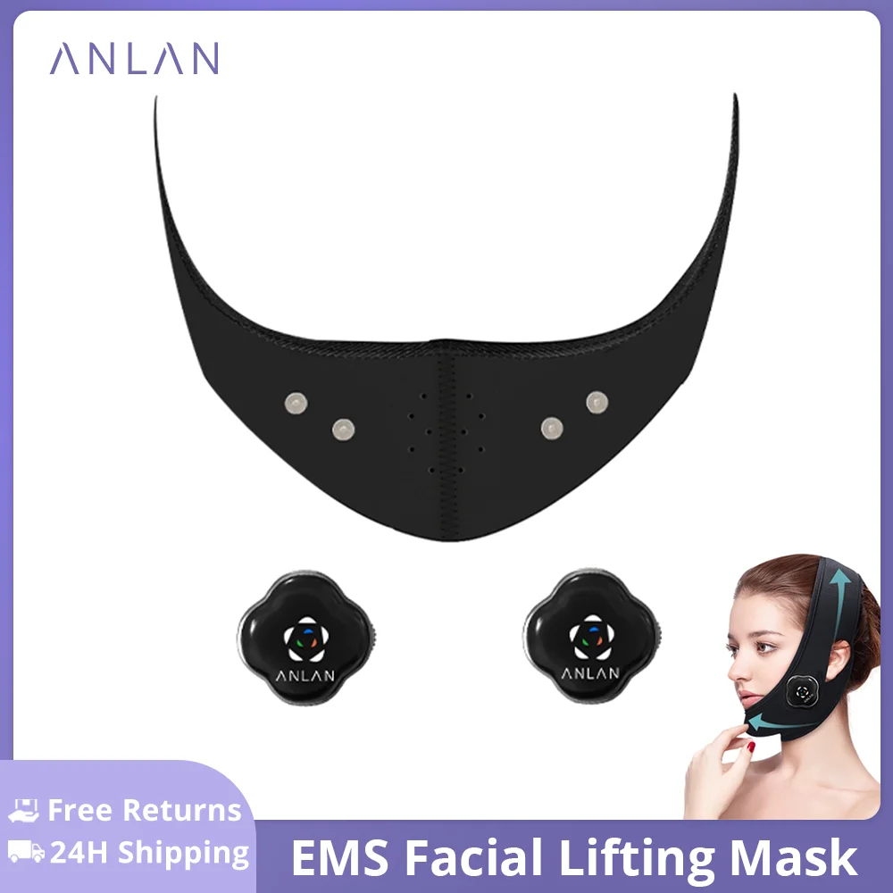 ANLAN EMS Face Shaper Reduce Double Chin Electric Cheek Lift Up Belt EMS Facial Lifting Massager Face Shaping Mask