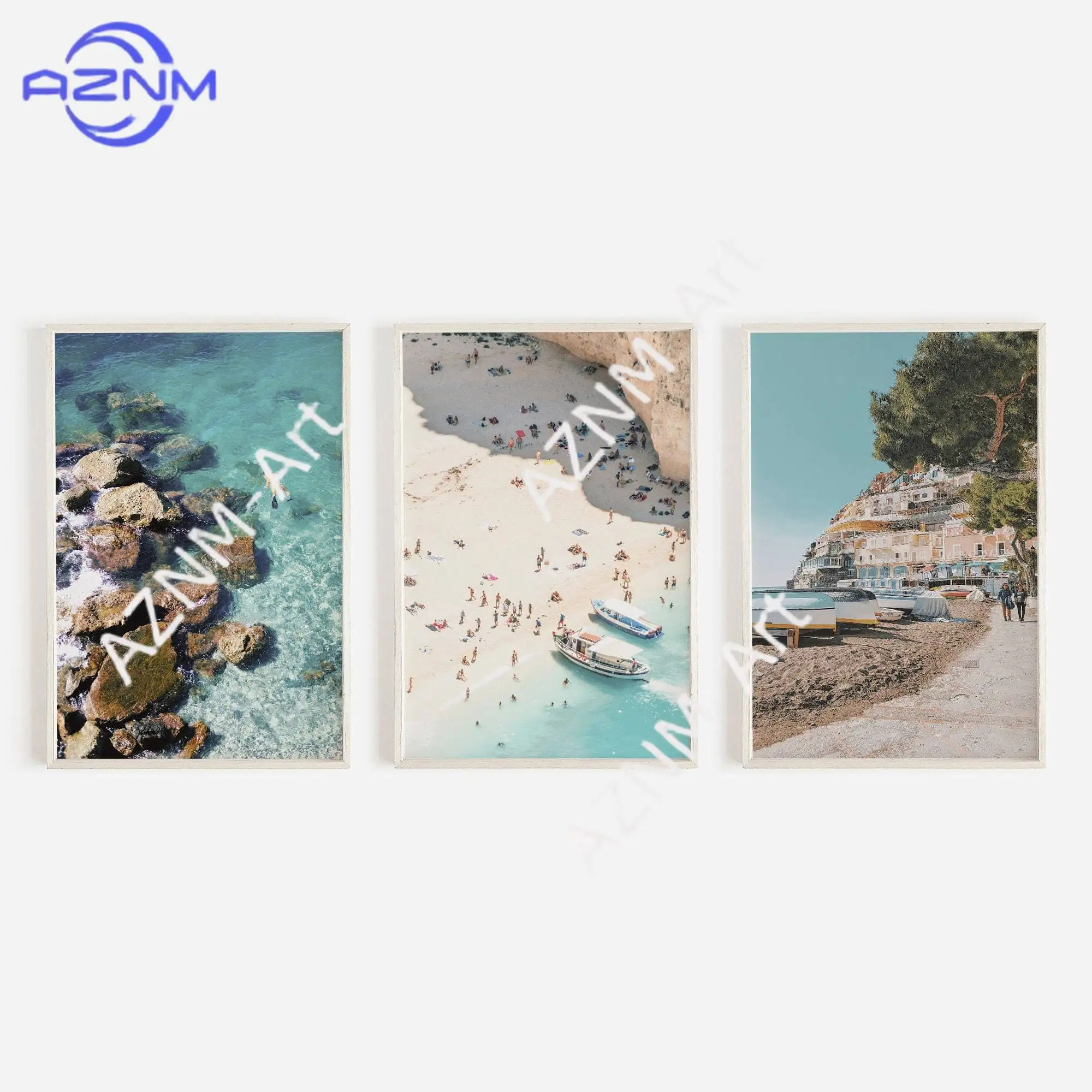 1PC/3PCS Coast Print Italian Coast Prints Italy Printable Art Beach Decor Blue Coastal Prints  Posters