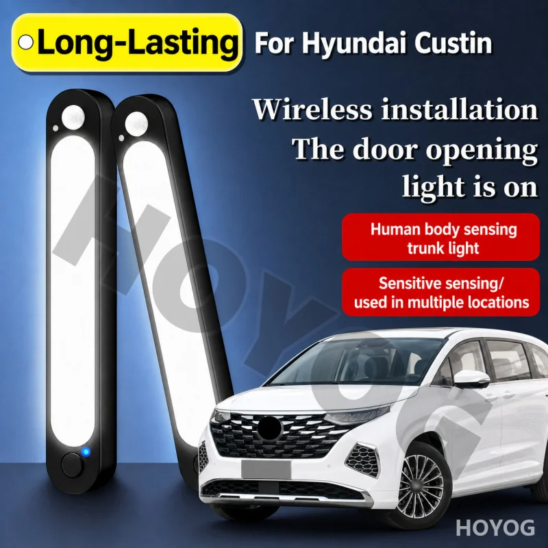 Luz de Porta-Malas LED para Hyundai Custin 2022-2026, Lâmpada com Sensor Magnético, Recarga USB Sem Fio, Luz de Carga para MPV