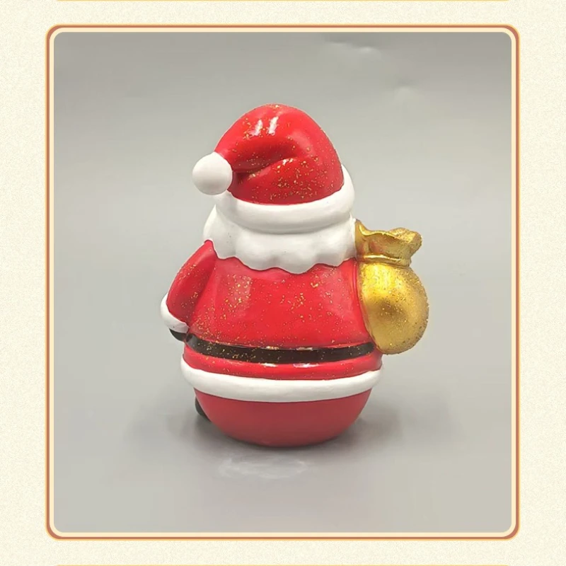 Santa Claus Resin Ornament – Holiday Atmosphere Decor Arrangement Figurine Resin Craft Display