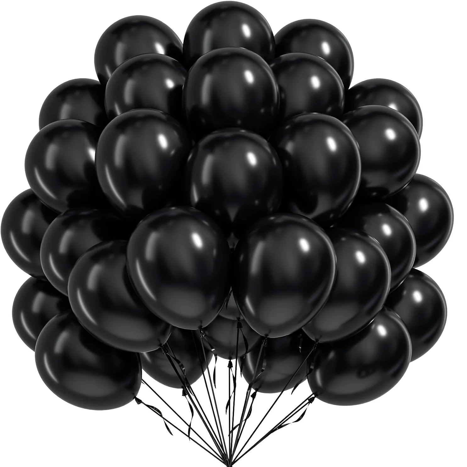 Schwarze Luftballons - 10 Zoll Latex-Partyballons für Geburtstag, Abschlussfeier, Babyparty, Halloween, Vatertag