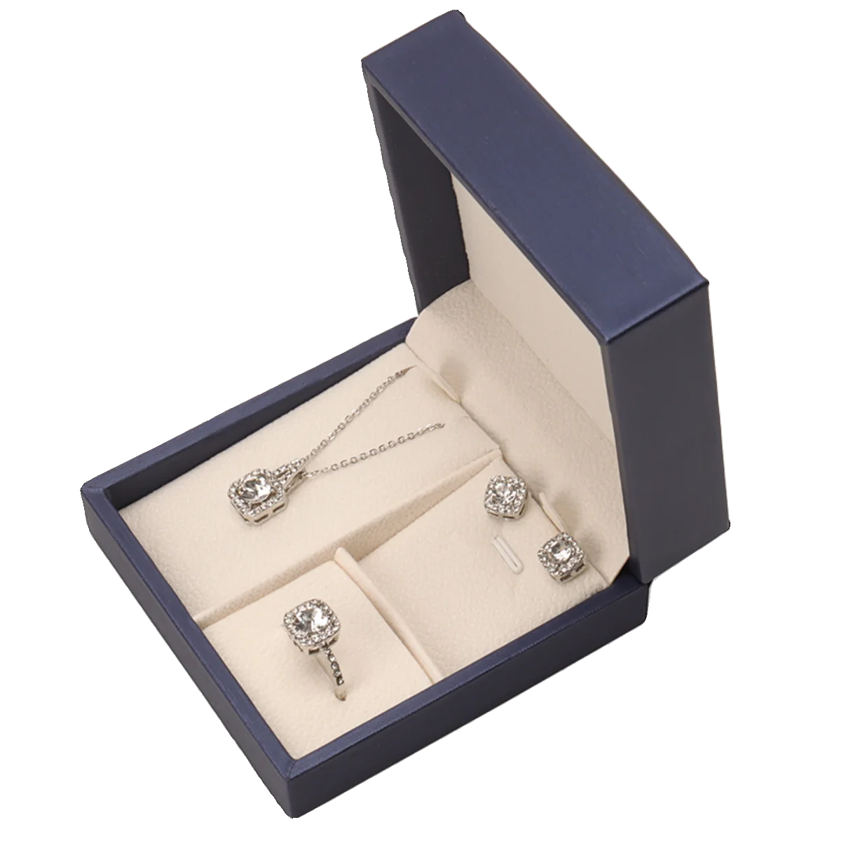 بو الجلود صندوق مجوهرات الوجه أعلى مجوهرات هدية مربع السفر حلقة القرط قلادة صندوق تخزين ملحق صغير ثلاث قطع