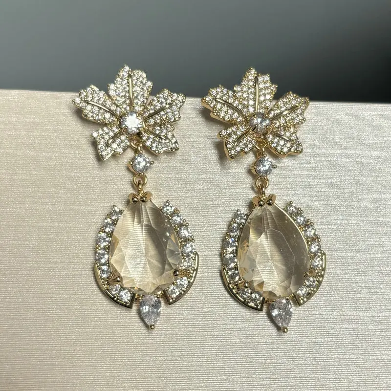 Bilincolor Fashion Cubic Zirconia Purple Dangling Earring for Women