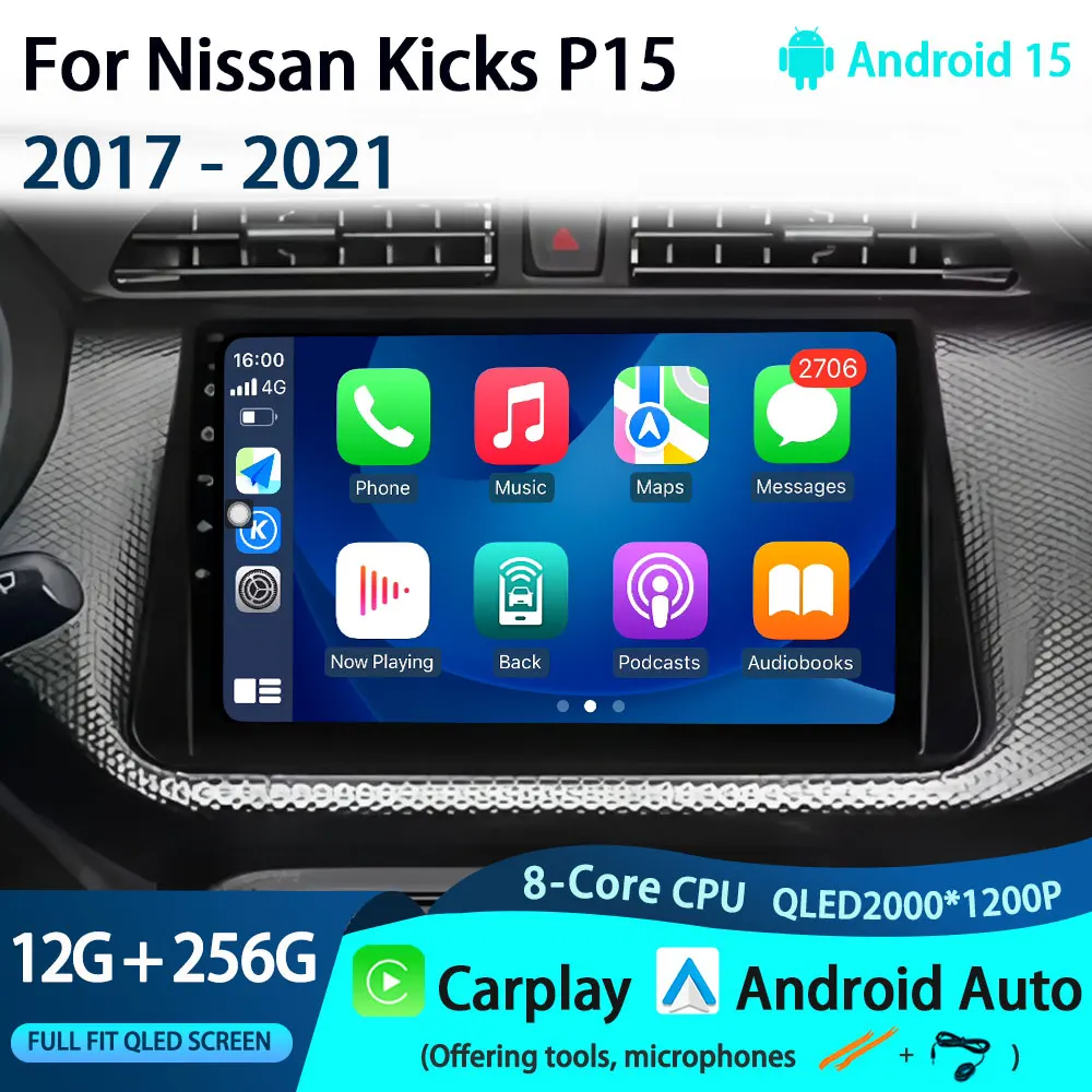 

10 "для Nissan Kicks P15 2017-2021 автомобильный радиоприемник мультимедийная навигация стерео GPS авторадио Carplay 360 экран камеры