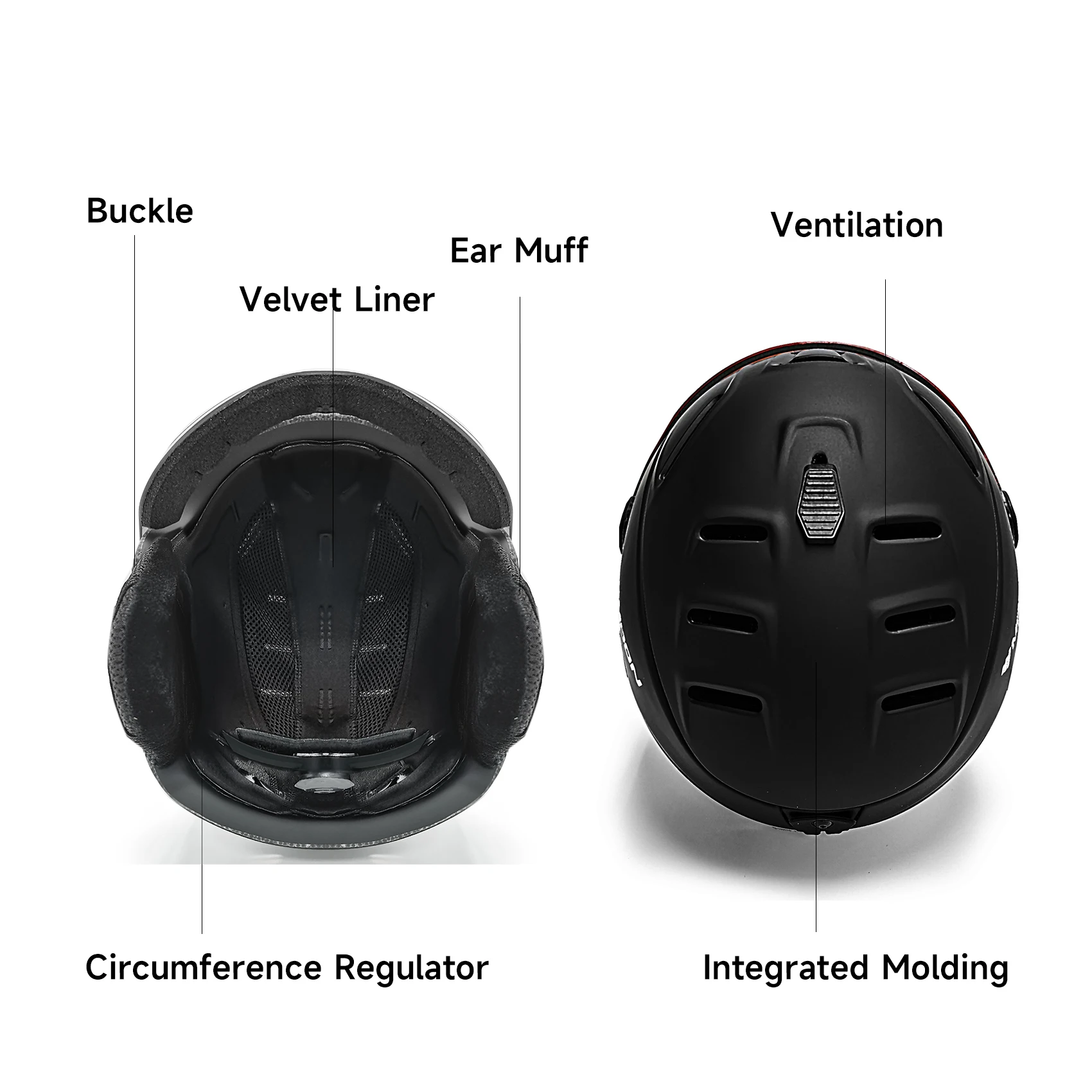 2-in-1 Visor Ski Snowboard Helmet Detachable Snow Mask Anti-fog Anti-uv Integrated Goggle Shield Low Weight Adults Men Women