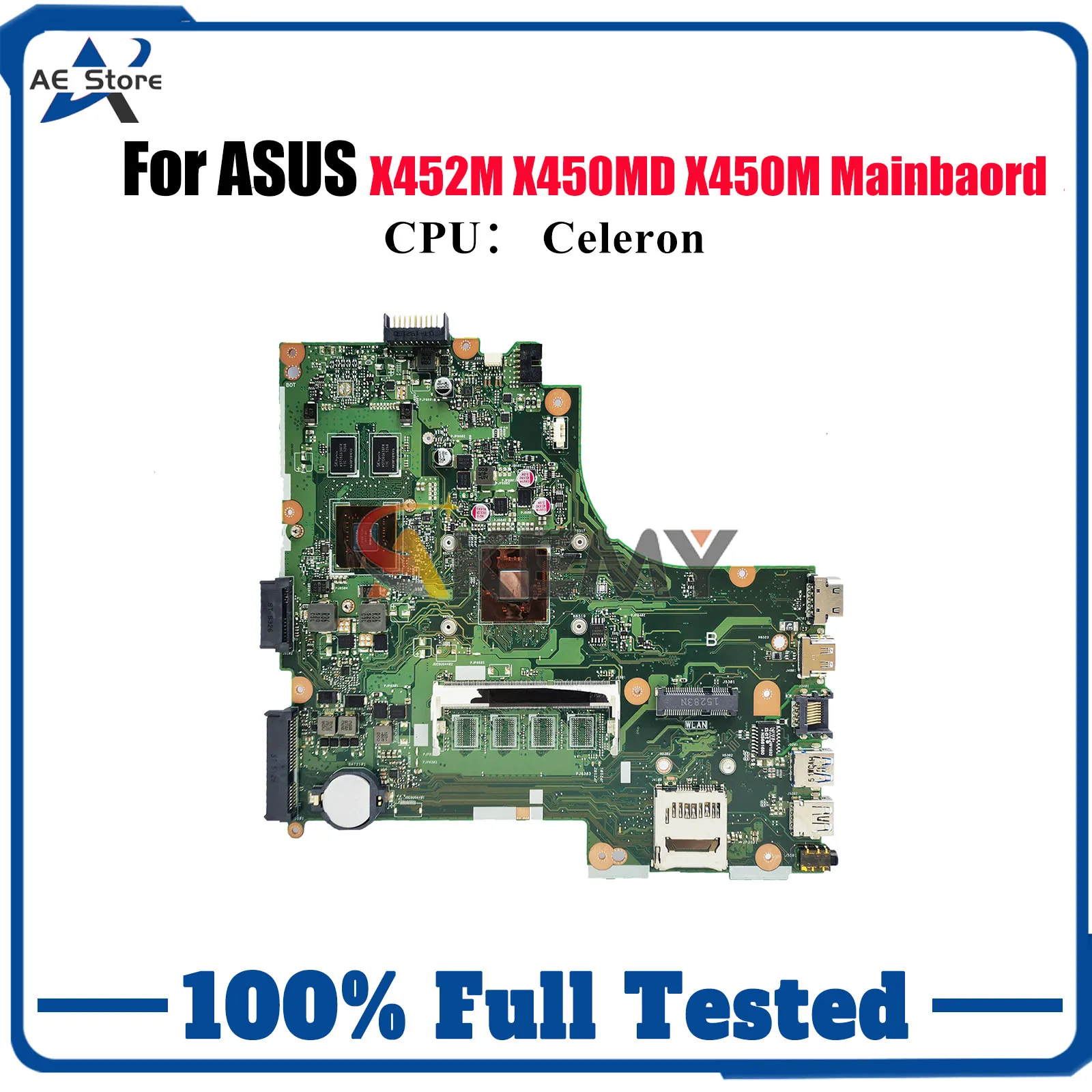 

X450MD Laptop Motherboard For ASUS VivoBook X450MJ X450MD X450M X452M Notebook Mainboard With Celeron CPU tests OK fast shipping