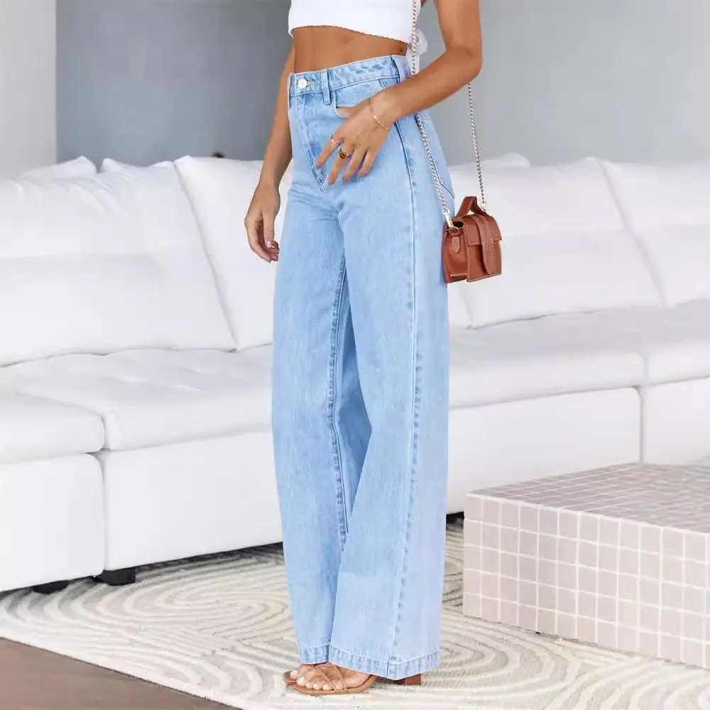 

Trendy Comfortable Straight Leg Jeans Women's Fashionable Casual High Waist Cotton Spring Summer No Ironing Required