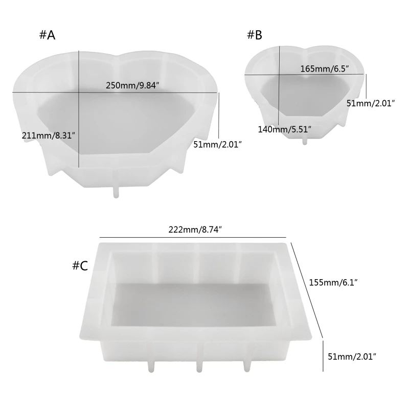 Resin Photo Frame Molds Heart Rectangle Silicone Picture Mold for Casting NEW