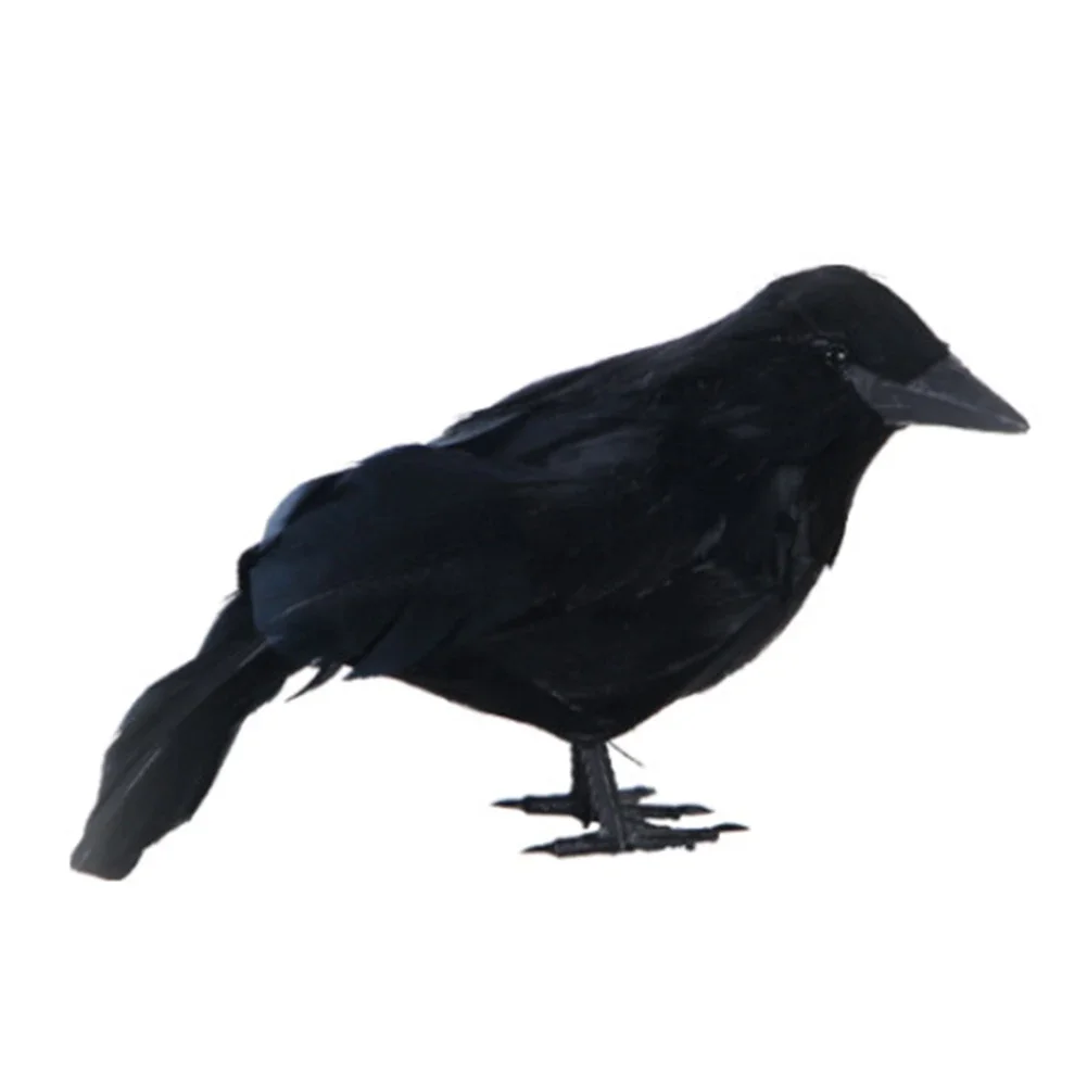 Halloween Artificial Raven Crow Realistic Black Feathered Crows Multifunctional Festive Atmosphere Lifelike for Garden Balcony