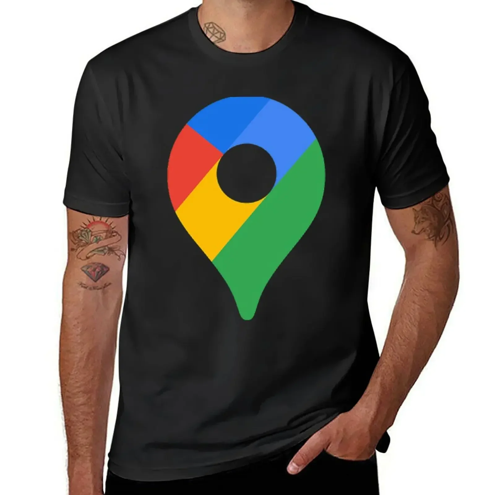 Google Maps T-Shirt blacks street wear shirts graphic oversized  tee Men's t-shirts