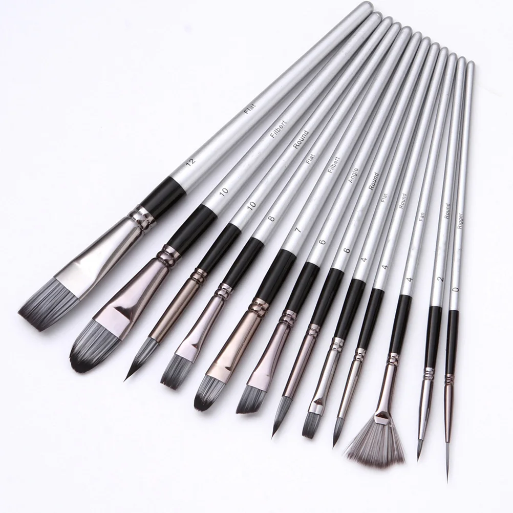 

12Pcs Art Paintbrush Set Nylon Tips for Beginners Professionals Durable Comfortable Travel Sketch Supplies Paint Brush Set