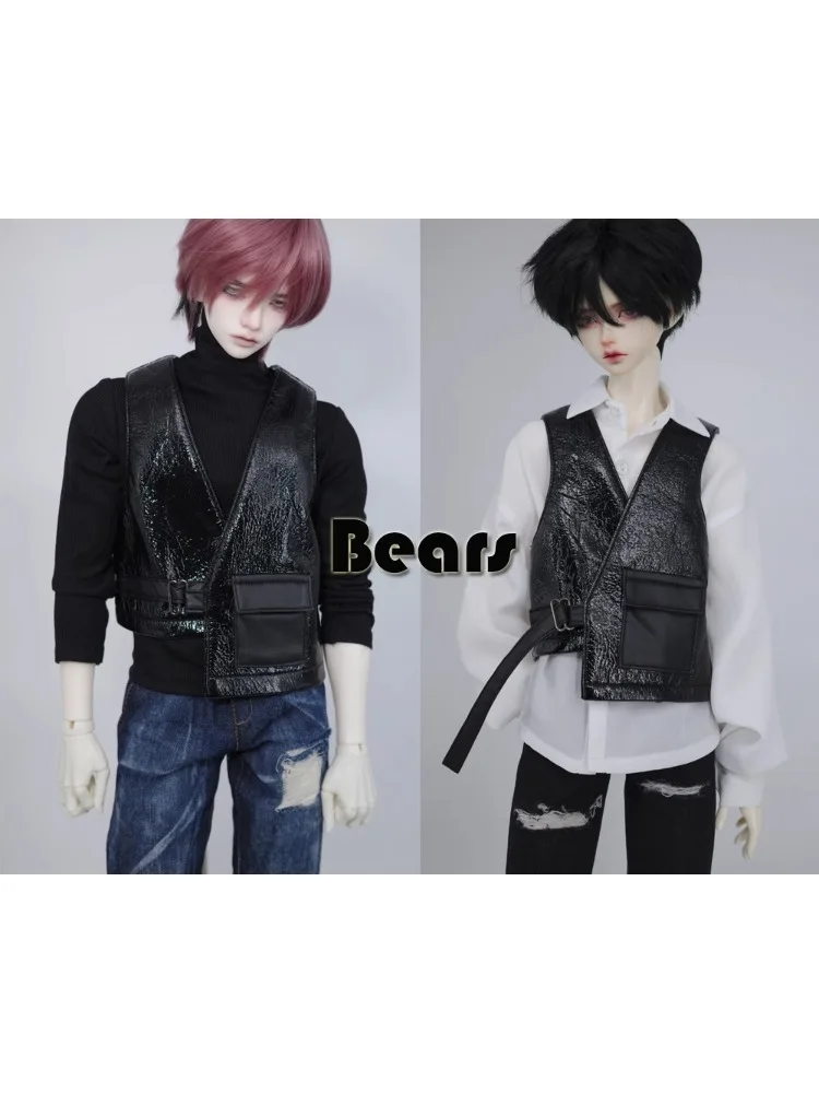 Black Shiny Leather Vest For BJD 1/3 70Uncle & ID75 Doll Clothes B365