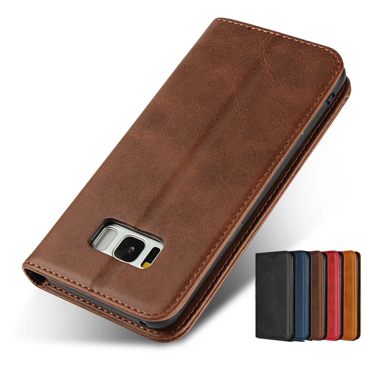Leather case For Samsung Galaxy S8 S8 + Plus Flip case card holder Holster Magnetic attraction Cover Wallet Case Coque