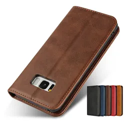 Leather case For Samsung Galaxy S8 S8 + Plus Flip case card holder Holster Magnetic attraction Cover Wallet Case Coque