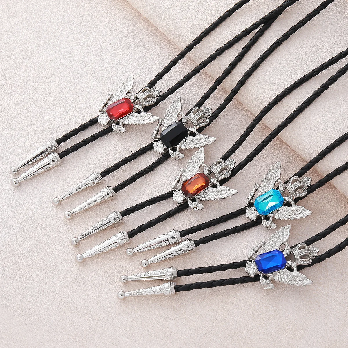 

New Fashion Silver Color Eagle Crown Bolo Tie for Men Western Cowboy Vintage Necktie Shirt Jewelry Accessories Gifts