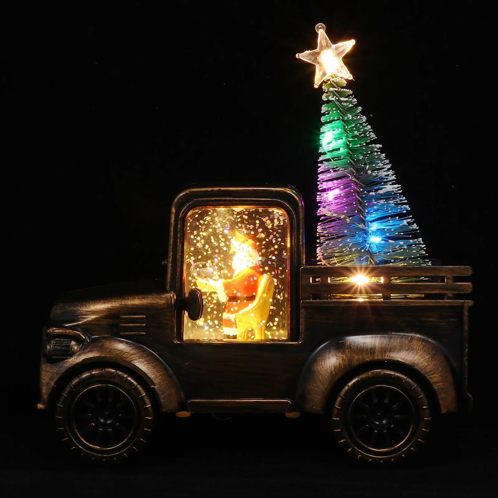 

2Pcs Bronze Santa Claus Christmas Adornments Luminous Xmas Tree Ornament Xmas Party Decoration Resin Craft Christmas Adornment