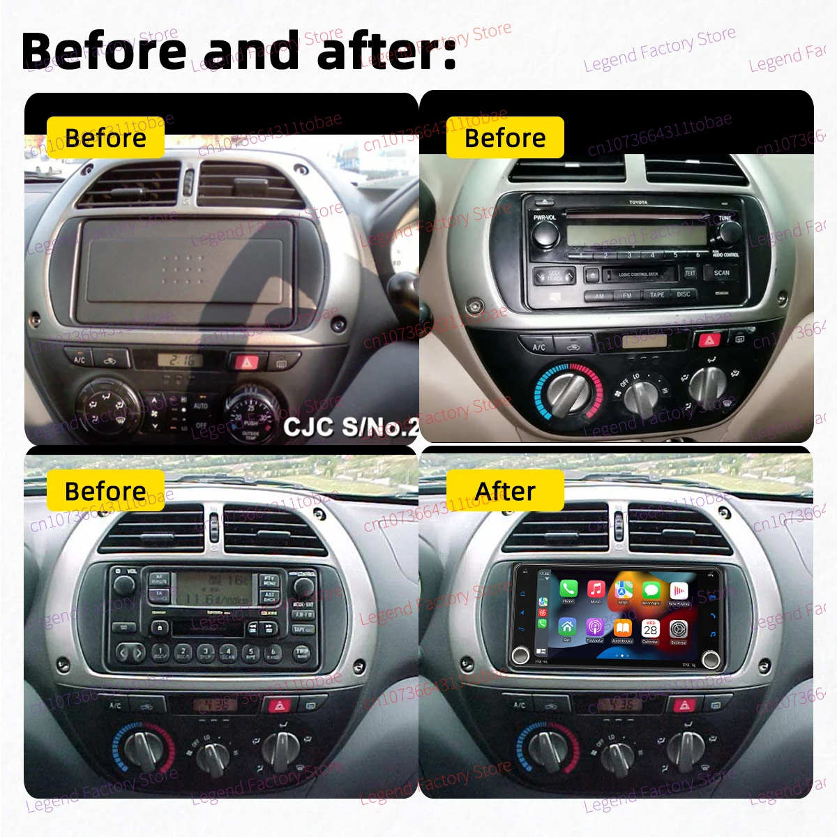 لاسلكي Carplay أندرويد السيارات أندرويد سيارة الوسائط المتعددة 2 الدين راديو لتويوتا RAV4 RAV 4 2001-2003 رئيس وحدة GPS BT WIFI 7 "ستيريو #2