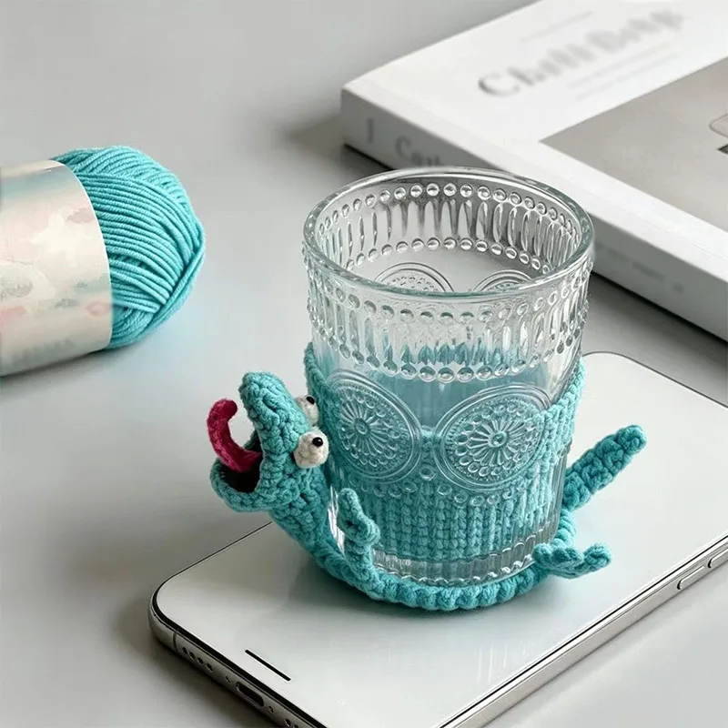 Handgefertigte Häkel-Tieruntersetzer 3D Eidechse Eichhörnchen Baumwollgarn Hitzebeständige Untersetzer DIY Anfänger Getränkeuntersetzer Dekoratives Geschenk