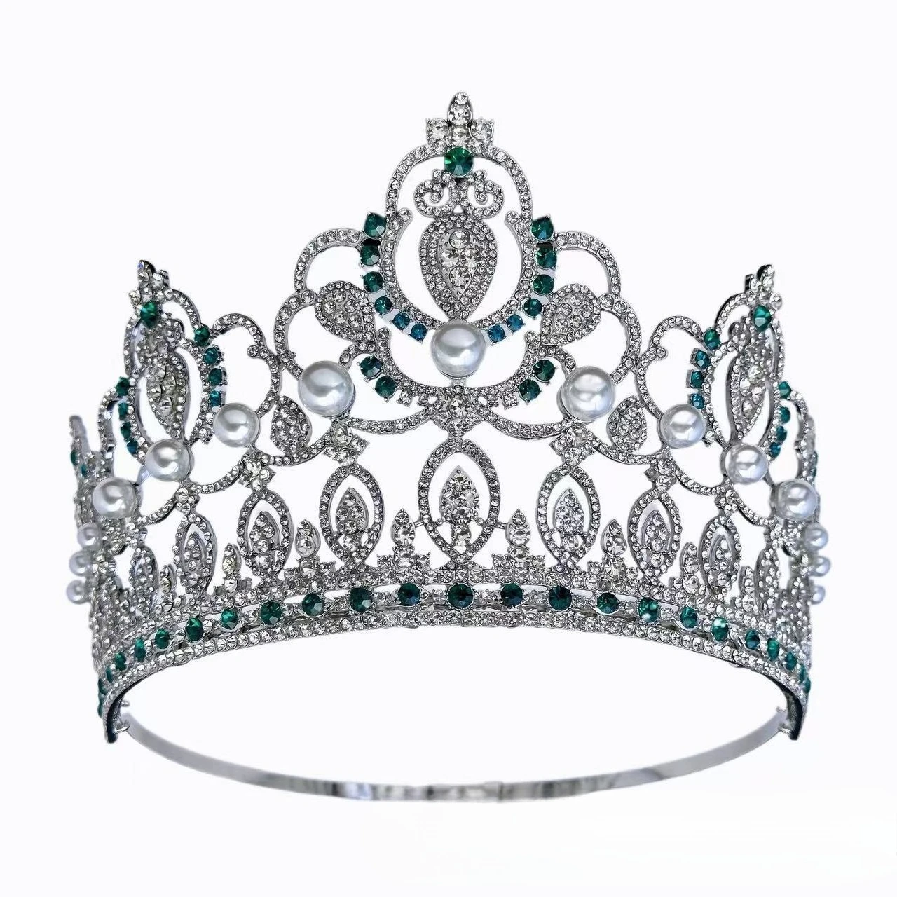 European wedding rhinestone hair accessory crown Baroque noble style luxury holiday bride large crown