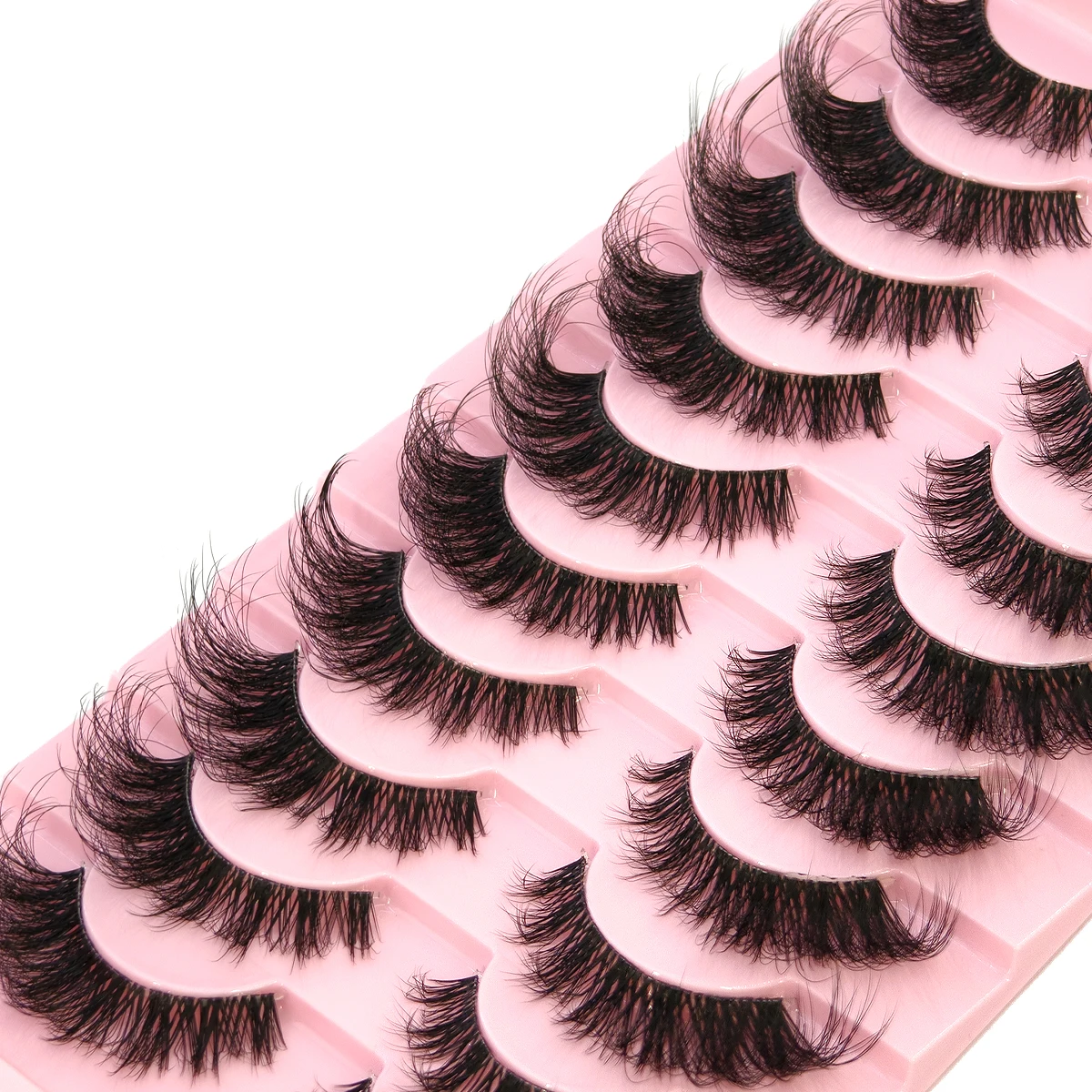 Neue 10 Paar falsche Wimpern 5D Faux Nerz Wimpern flauschige weiche Volumen natürliche Wimpern Kreuz Wimpern Wimpern wiederverwendbare Make-up Cils